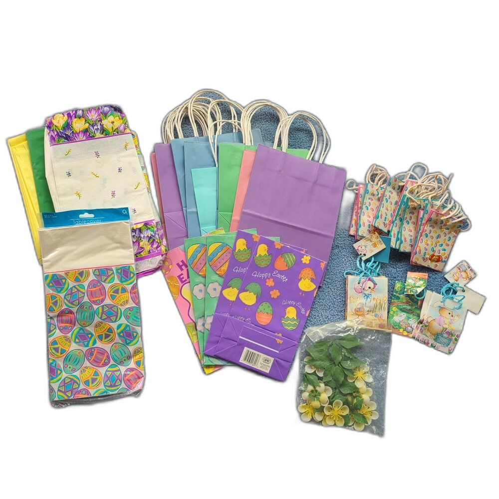 Pastel Springtime Easter Gift Bag and Party Decor Bundle Spring Easter Decor